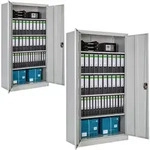 tectake Aktenschrank, Grau, Metall, 90x180x40 cm, Arbeitszimmer, Aktenschr&auml;nke