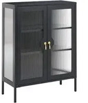 Beliani B&uuml;roschrank, Schwarz, Metall, 3 F&auml;cher, 80x105x35 cm, Arbeitszimmer,