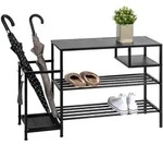 eluno Schuhregal,, Schwarz, Metall, 96x59x30.5 cm, Garderobe, Schuhaufbewahrung,