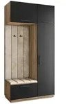 Masseno Garderobenschrank, Eiche Wotan, Schwarz, Beige, Holzwerkstoff, 5...