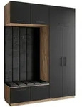 Masseno Garderobenschrank, Eiche, Schwarz, Schwarz, Holzwerkstoff, 5 F&auml;cher,