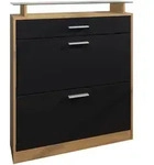 Vladon Schuhschrank, Schwarz, Holzwerkstoff, 89x104x23 cm, Garderobe,