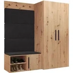 Mirjan24 Garderoben-Set, Anthrazit, Eiche Artisan, Holzwerkstoff, Textil,...