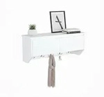 Relaxdays Wandgarderobe, Wei&szlig;, Holzwerkstoff, Metall, 78x30x20 cm, Garderobe,