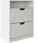 Relaxdays Schuhkipper, Wei&szlig;, Holzwerkstoff, Kunststoff, 80x102x24 cm, Garderobe,