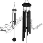 Windspiel, Schwarz, Metall, 8.5x68x8.5 cm, Gartenzubeh&ouml;r, Gartendeko