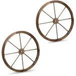 Relaxdays Wagenrad, Braun, Holz, Rund, 75x75x3 cm, Dekoration, Herbstdeko &