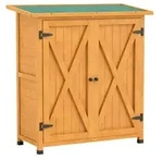 Outsunny Gartenschrank, Gelb, Holz, 3 F&auml;cher, 55x117x110 cm, Aufbewahrung &