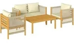 Outsunny Balkonm&ouml;bel-Set, Beige, Holz, 4-teilig, 4-Sitzer, F&uuml;llung: