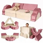 Relaxdays Spielsofa, Pink, Kunststoff, Textil, 150x47x65 cm, Kinderzimmer &