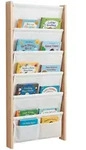 Relaxdays B&uuml;cherregal, Mehrfarbig, Holzwerkstoff, Textil, Metall, 44.5x118x6 cm,