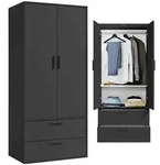 Mokebo Kleiderschrank, Anthrazit, Holzwerkstoff, 2 F&auml;cher, 80x180x51 cm,