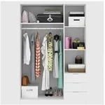 Vente-Unique Kleiderschrank, Wei&szlig;, Holz, Uni, 4 F&auml;cher, 3 Schubladen,...