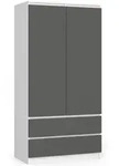 Akord Kleiderschrank, Wei&szlig;, Grau, Holzwerkstoff, 4 F&auml;cher, 2 Schubladen,