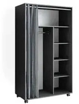 Vicco Kleiderschrank, Grau, Holzwerkstoff, 6 F&auml;cher, Rechteckig, 100x168x50 cm,