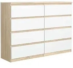 Masseno Kommode, Sonoma Eiche, Wei&szlig;, Holzwerkstoff, 8 Schubladen, 120x101.5x39...