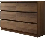 Mirjan24 Kommode, Nussbaum, Holzwerkstoff, 6 Schubladen, Rechteckig,Rechteckig,