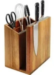 Relaxdays Messerblock, Braun, Holz, 19x21.5x13 cm, Kochen, K&uuml;chenmesser,