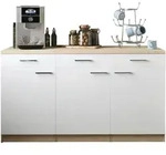 Respekta K&uuml;chenunterschrank Merle, Wei&szlig;, Eiche, Holzwerkstoff, 3 F&auml;cher, 3
