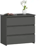 Akord Nachtschrank, Grau, Holzwerkstoff, Nachbildung, 3 Schubladen,