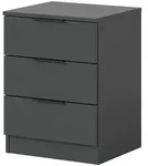 Inn.Furn Nachttisch, Grau, Holzwerkstoff, Nachbildung, Uni, 3 Schubladen,...