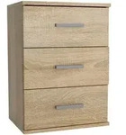 Masseno Nachttisch, Sonoma Eiche, Holzwerkstoff, 3 Schubladen, 48x65.5x35 cm,