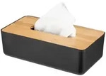 Wenko Taschentuchbox, Natur, Schwarz, Kunststoff, Naturmaterialien, 24x7.5x12.7...