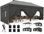 Faltpavillon, Grau, Textil, 585x285x293 cm, Sonnenschutz & Sichtschutz,...