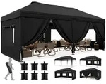 Faltpavillon, Schwarz, Textil, 585x285x293 cm, Sonnenschutz & Sichtschutz,...