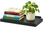 Relaxdays Wandregal, Schwarz, Holzwerkstoff, Metall, 60x4x23 cm, Wohnzimmer,...