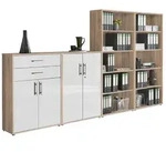 Mid.you Aktenschrank, Eiche, Wei&szlig; Hochglanz, Holzwerkstoff, 11 F&auml;cher, 2