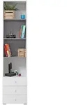 Masseno B&uuml;cherregal, Wei&szlig;, Holzwerkstoff, 3 Schubladen, 45x190x40 cm,...