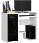 Raumhirsch Furniture Schreibtisch, Wei&szlig;, Schwarz Hochglanz, Holzwerkstoff,