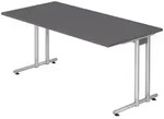 b&uuml;m&ouml; Schreibtisch, Graphit, Holzwerkstoff, Nachbildung, Rechteckig, 160x74x80...