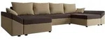 Mirjan24 Wohnlandschaft, Beige, Braun, Kunststoff, 6-Sitzer, U-Form,Rechteckig,
