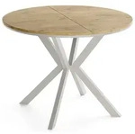 WFL Group Esstisch, Eiche, Metall, Nachbildung, 6-Sitzer, Rund,Rund, 130x76x90 cm,