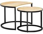 Kadima Design Couchtisch, Beige, Metall, Echtholz,Mangoholz, Rund,Rund,