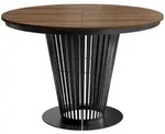 Mirjan24 Esstisch, Schwarz, Nussbaum, Metall, Rund,Rund, 100x76x100 cm, Esszimmer,