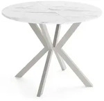 WFL Group Esstisch, Ecru, Metall, Nachbildung, 6-Sitzer, Rund,Rund, 130x76x90...