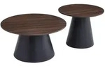 Selsey Couchtisch-Set, Nussbaum, Metall, Rund, 80x42x80 cm, Wohnzimmer,