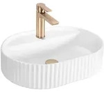 REA Aufsatzwaschbecken, Wei&szlig;, Keramik, Oval, 34x13.5x44.5 cm, Badezimmer,