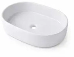 Relaxdays Aufsatzwaschbecken, Wei&szlig;, Keramik, 55x14.5x34 cm, Badezimmer,...