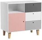 Petits-meubles Wickelkommode, Rosa, Holzwerkstoff, 3 Schubladen, 103.5x96.5x55...