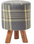 Homescapes Sitzhocker, Grau, Textil, Kariert, Rund, 32x42x32 cm, Wohnzimmer,...