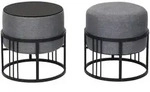 [en.casa] Hocker-Set, Dunkelgrau, Metall, Rund, 38x38x38 cm, Wohnzimmer, Hocker,