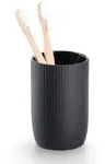 Zahnb&uuml;rstenbecher, Schwarz, Keramik, 7.7x12x7.7 cm, Badaccessoires,