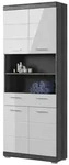 Inn.Furn Hochschrank, Wei&szlig; Hochglanz, Grau, Kunststoff, Nachbildung, Uni, Holz