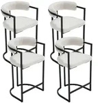 Barhocker, Wei&szlig;, Fell, 52x91x49.5 cm, Esszimmer, Barm&ouml;bel, Barhocker
