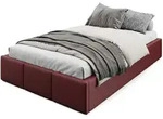 Muralo Polsterbett, Weinrot, Holzwerkstoff, Textil, Metall, Birke, Rechteckig,