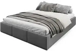 Muralo Polsterbett, Graphit, Holzwerkstoff, Metall, Textil, Birke, Rechteckig,